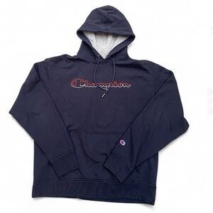 Champion Men's Navy Blue Hoodie size large